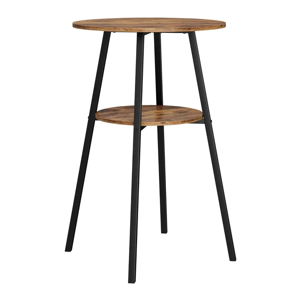 Artiss Industrial Bar Table with 2-Tier Organizer Weather-Resistant MDF Top Steel Frame - Mekamart Australia