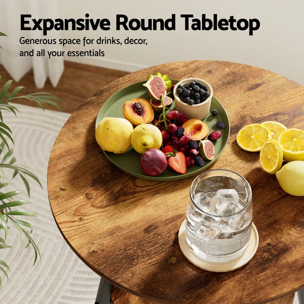 Artiss Industrial Bar Table with 2-Tier Organizer Weather-Resistant MDF Top Steel Frame - Mekamart Australia