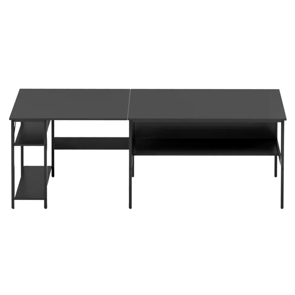 Artiss Computer Desk L shape Home Office Study Table Desks Open Shelf Black - Mekamart Australia