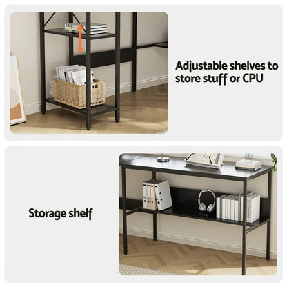 Artiss Computer Desk L shape Home Office Study Table Desks Open Shelf Black - Mekamart Australia