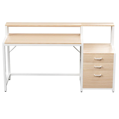 Artiss Computer Desk Home Office Study Table Desks w/Drawers Open Shelf Oak 160CM - Mekamart Australia