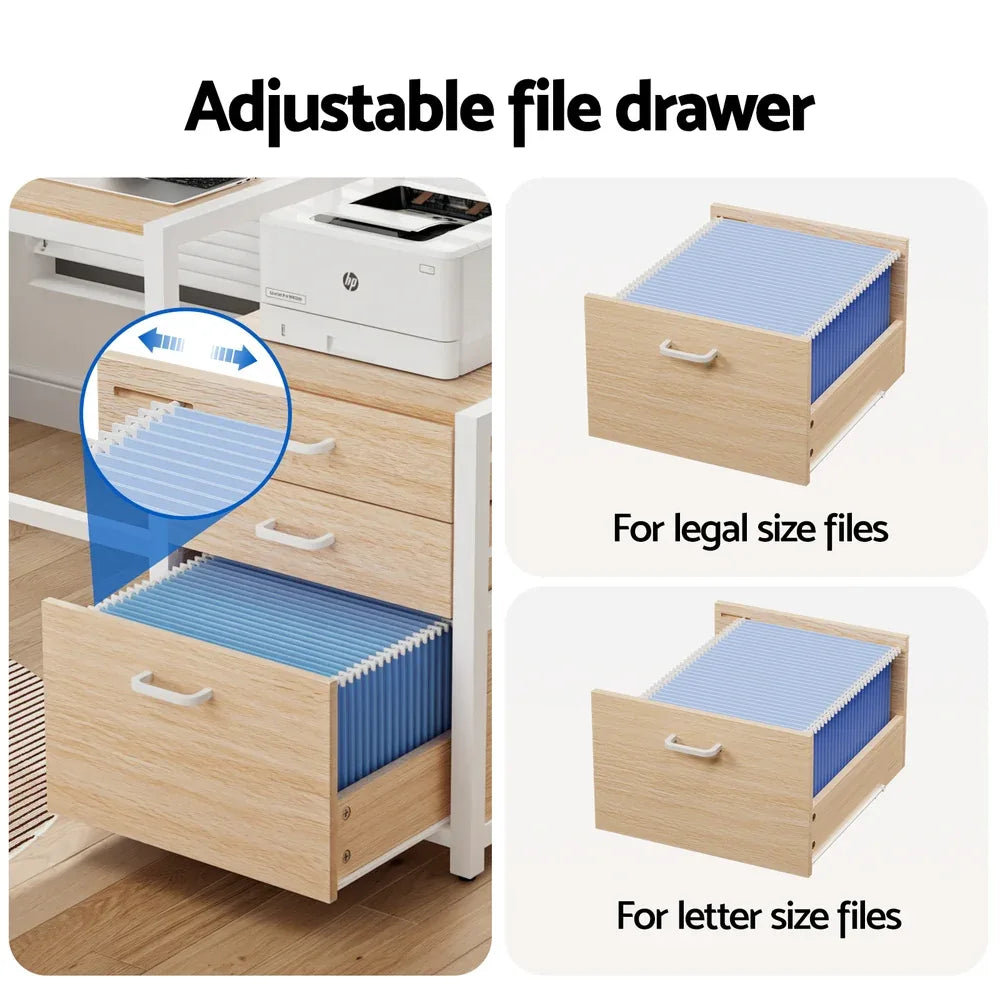 Artiss Computer Desk Home Office Study Table Desks w/Drawers Open Shelf Oak 160CM - Mekamart Australia