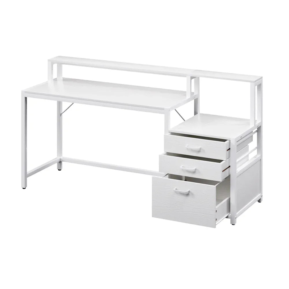 Artiss Computer Desk Home Office Study Table Desks w/Drawers Open Shelf White 160CM - Mekamart Australia