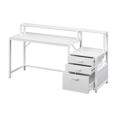 Artiss Computer Desk Home Office Study Table Desks w/Drawers Open Shelf White 160CM - Mekamart Australia