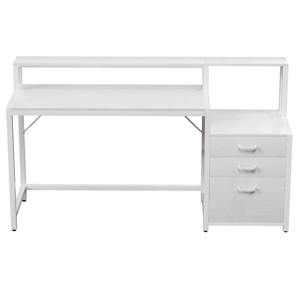 Artiss Computer Desk Home Office Study Table Desks w/Drawers Open Shelf White 160CM - Mekamart Australia