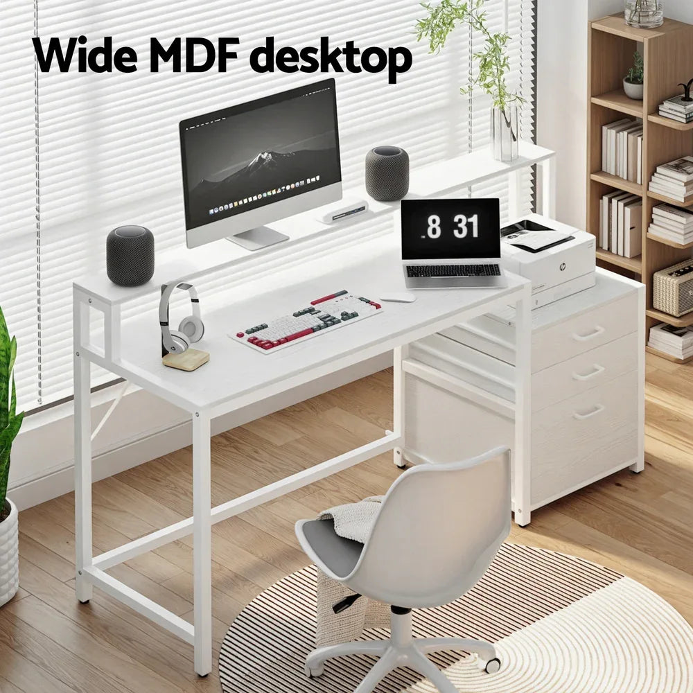 Artiss Computer Desk Home Office Study Table Desks w/Drawers Open Shelf White 160CM - Mekamart Australia