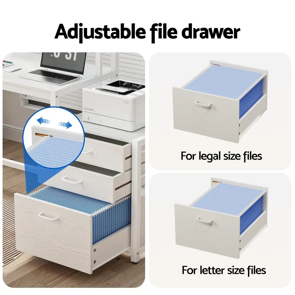 Artiss Computer Desk Home Office Study Table Desks w/Drawers Open Shelf White 160CM - Mekamart Australia