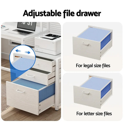 Artiss Computer Desk Home Office Study Table Desks w/Drawers Open Shelf White 160CM - Mekamart Australia