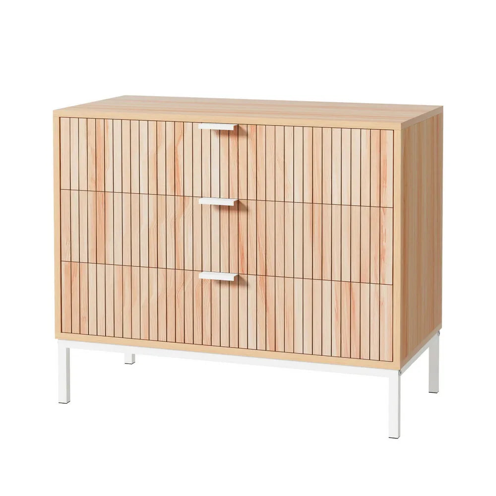 Artiss 3 Chest of Drawers - LURA Pine - Mekamart Australia