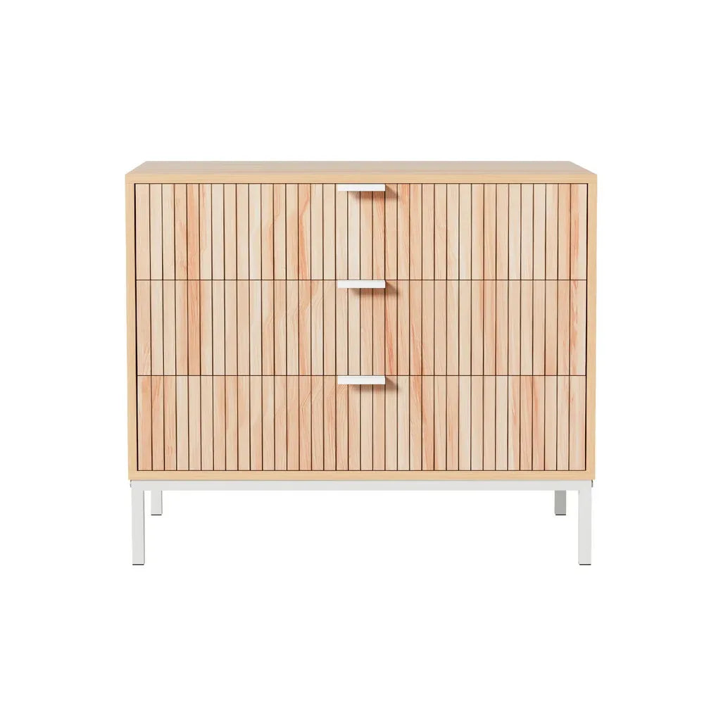 Artiss 3 Chest of Drawers - LURA Pine - Mekamart Australia
