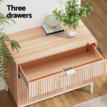 Artiss 3 Chest of Drawers - LURA Pine - Mekamart Australia