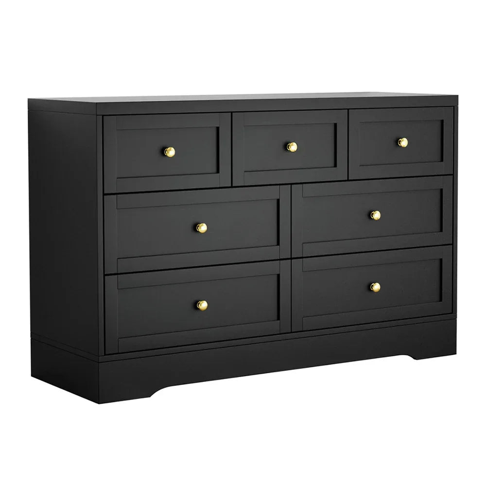 Artiss 7 Chest of Drawers Dresser Table Black - Mekamart Australia