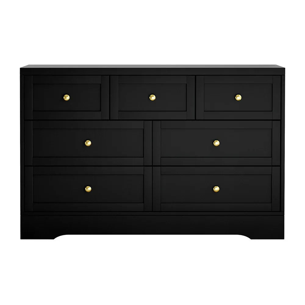 Artiss 7 Chest of Drawers Dresser Table Black - Mekamart Australia
