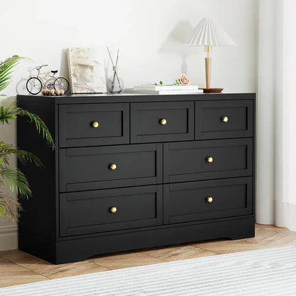 Artiss 7 Chest of Drawers Dresser Table Black - Mekamart Australia
