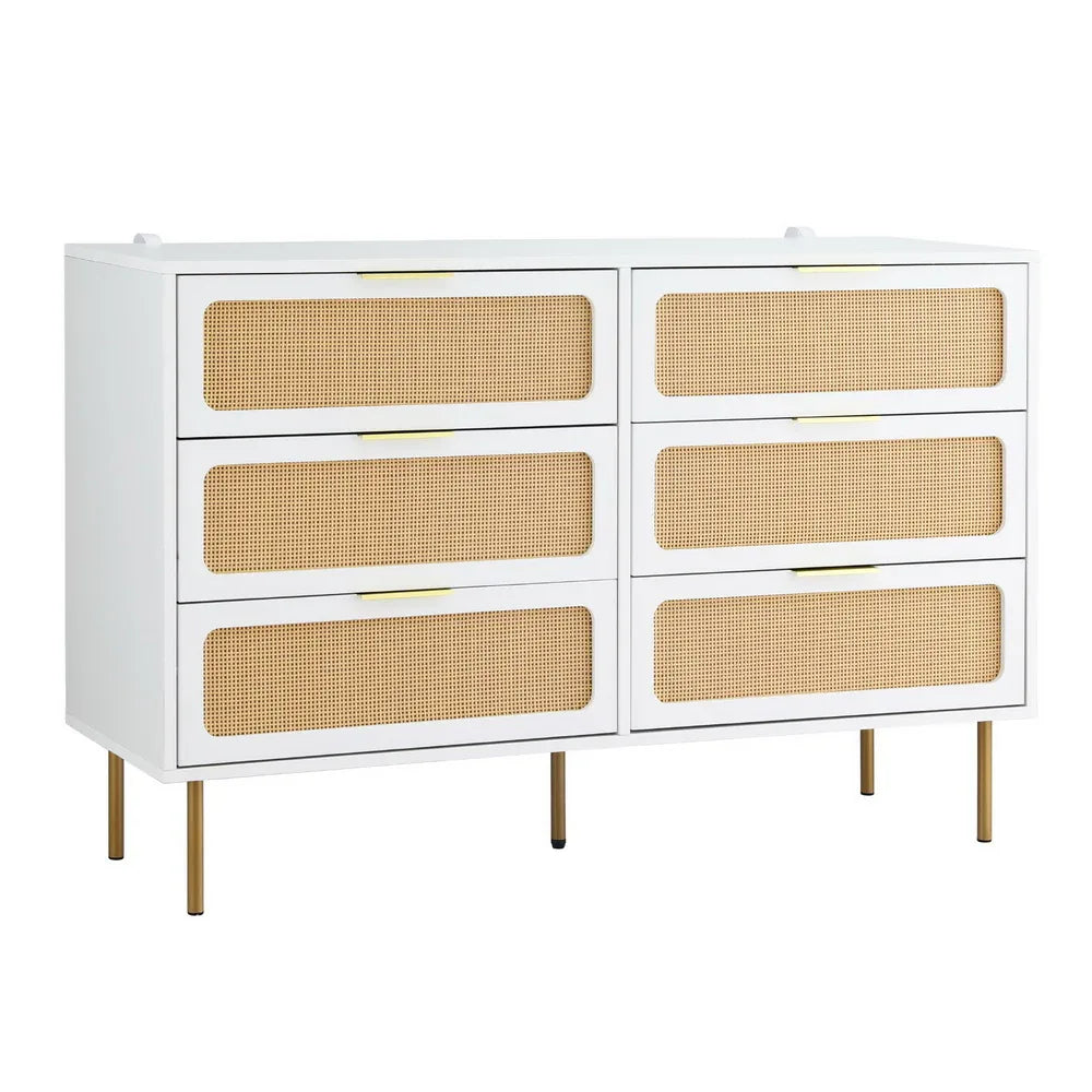 Artiss Chest of 6 Drawers Lowboy Cabinet White - Mekamart Australia