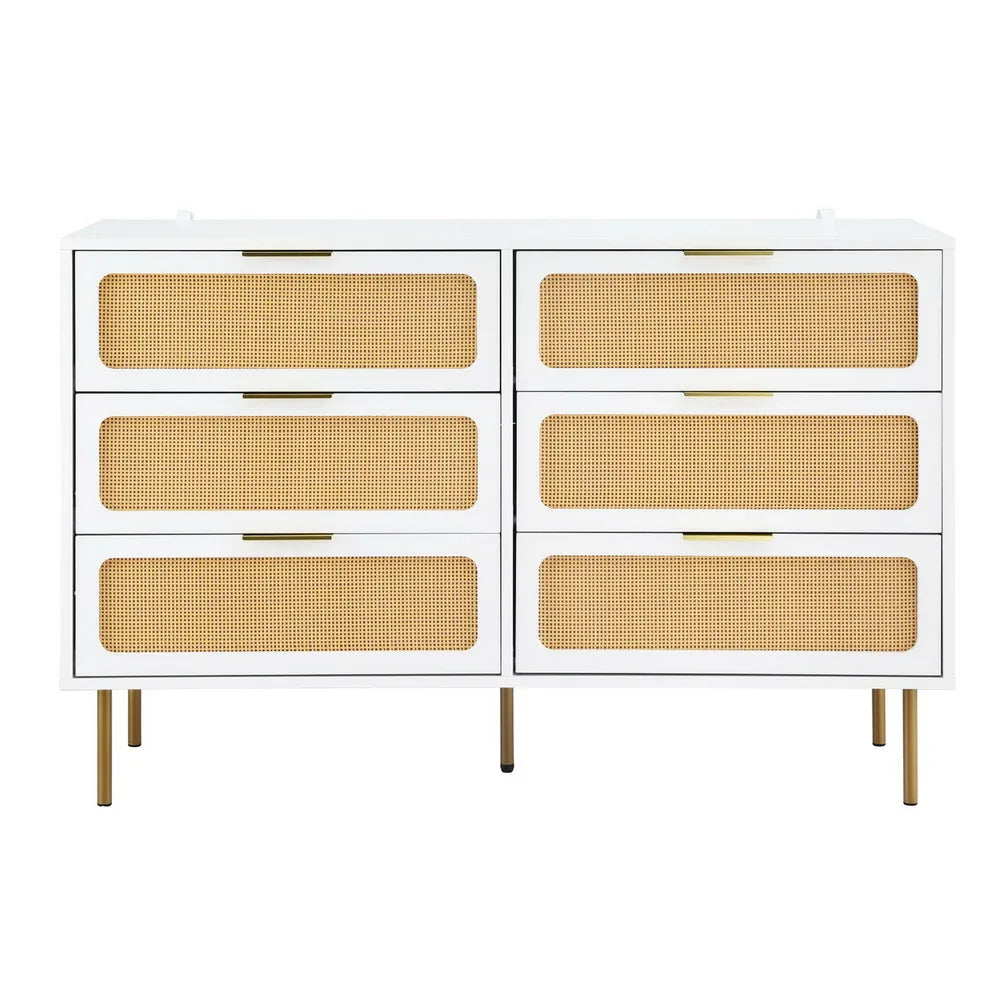 Artiss Chest of 6 Drawers Lowboy Cabinet White - Mekamart Australia