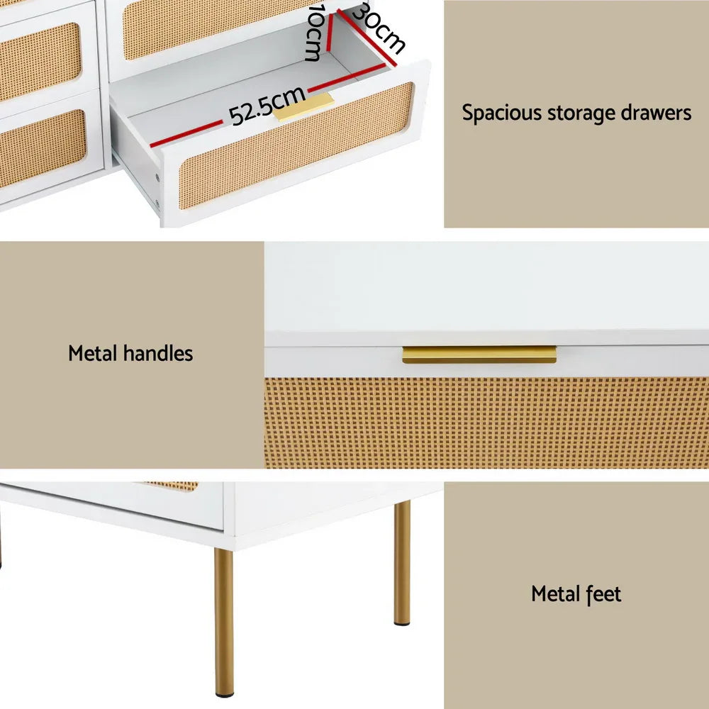 Artiss Chest of 6 Drawers Lowboy Cabinet White - Mekamart Australia