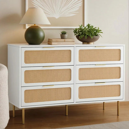 Artiss Chest of 6 Drawers Lowboy Cabinet White - Mekamart Australia
