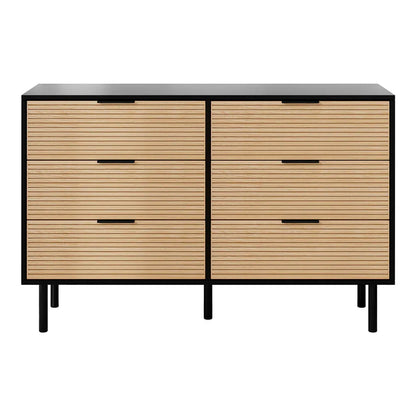 Artiss 6 Chest of Drawers Dresser Table Black&Pine - Mekamart Australia
