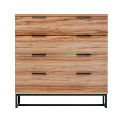Artiss 4 Chest of Drawers Cabinet Dresser Table Tallboy Storage Bedroom Rust Oak - Mekamart Australia