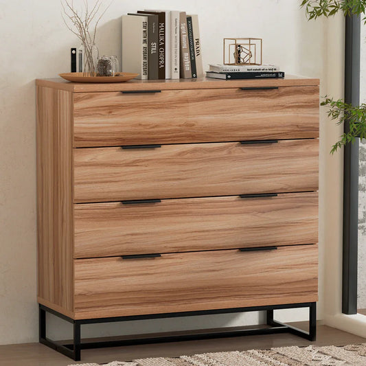 Artiss 4 Chest of Drawers Cabinet Dresser Table Tallboy Storage Bedroom Rust Oak - Mekamart Australia