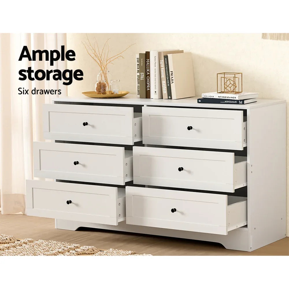 Artiss 6 Chest of Drawers - LEIF White - Mekamart Australia