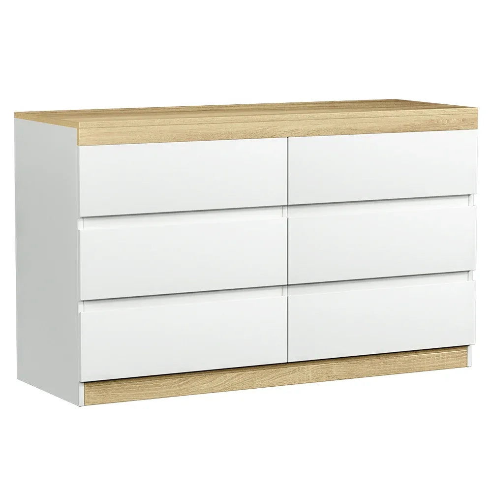 Artiss 6 Chest of Drawers Cabinet Dresser Table Tallboy Storage Bedroom White - Mekamart Australia