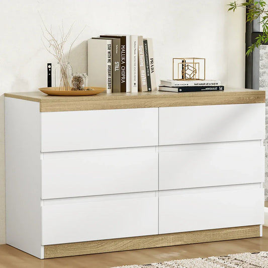Artiss 6 Chest of Drawers Cabinet Dresser Table Tallboy Storage Bedroom White - Mekamart Australia