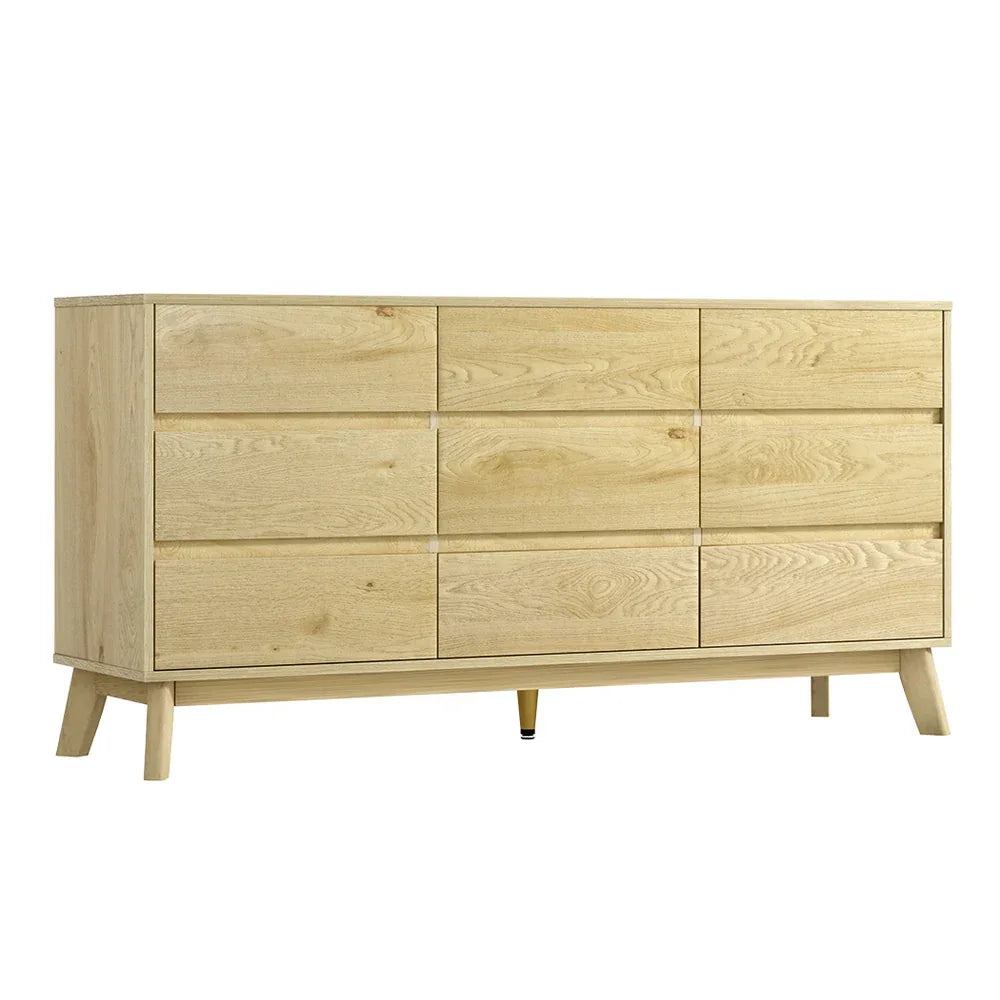 Artiss 9 Chest of Drawers Tallboy Cabinet - XAVI Pine - Mekamart Australia
