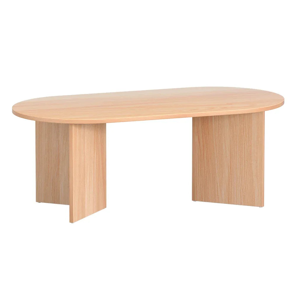 Artiss Coffee Table Oval 110CM Pine Alva - Mekamart Australia