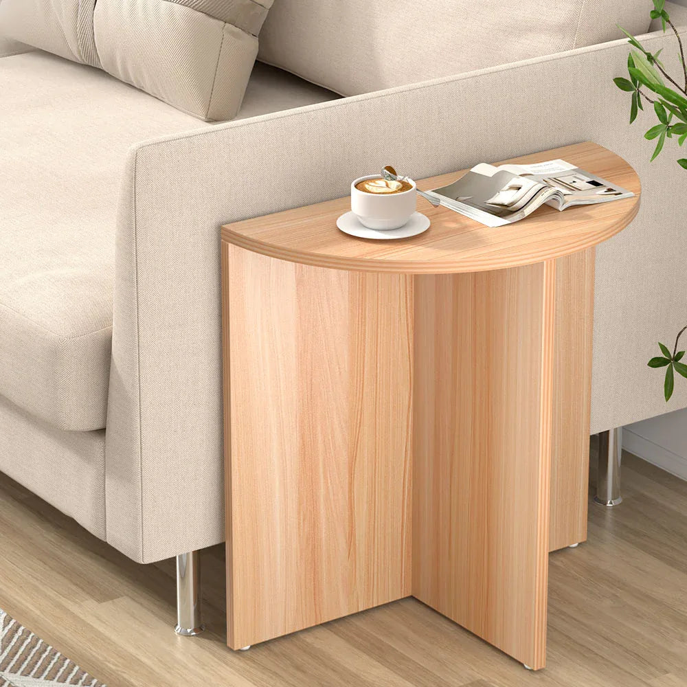 Artiss Coffee Table Semi-circle 48CM Pine Elva - Mekamart Australia