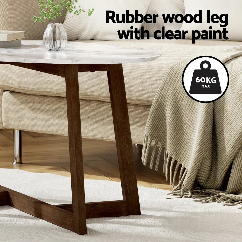 Artiss Coffee Table Oval Marble Effect - Mekamart Australia