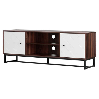 Artiss TV Unit 150cm Storage Shelves Walnut White - Mekamart Australia