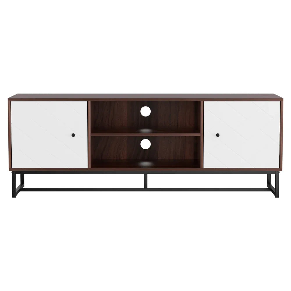 Artiss TV Unit 150cm Storage Shelves Walnut White - Mekamart Australia