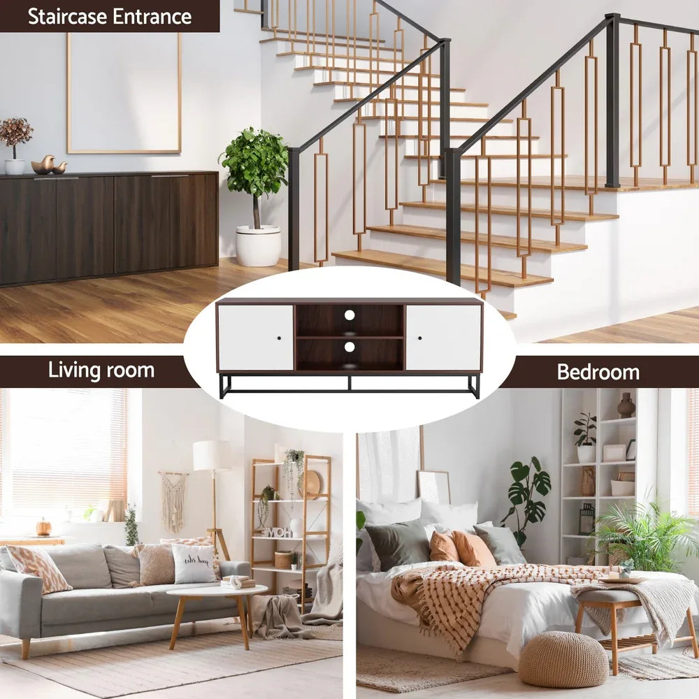 Artiss TV Unit 150cm Storage Shelves Walnut White - Mekamart Australia