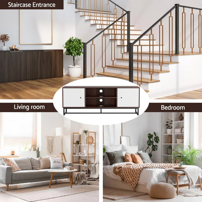 Artiss TV Unit 150cm Storage Shelves Walnut White - Mekamart Australia