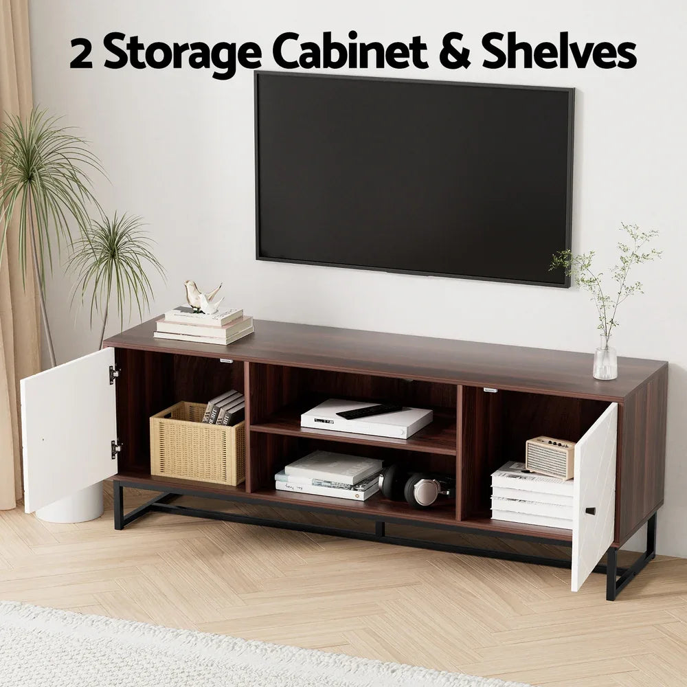 Artiss TV Unit 150cm Storage Shelves Walnut White - Mekamart Australia