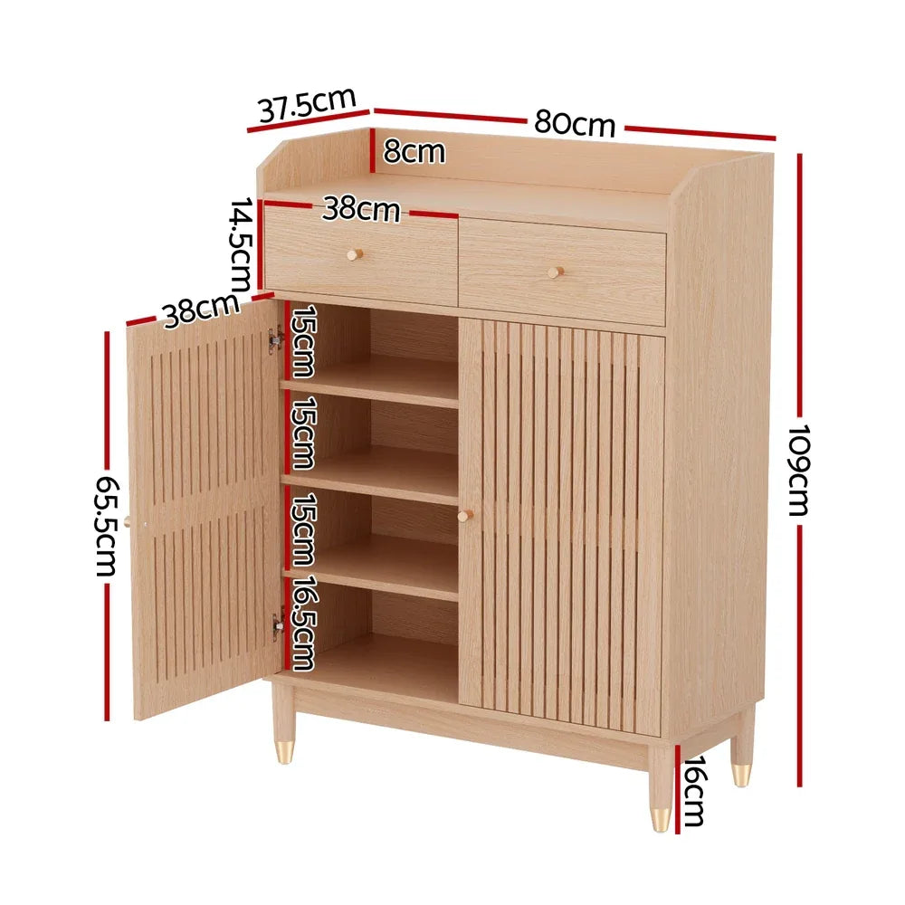 Artiss Shoe Rack Cabinet 4-Tier 16 Pairs Pine - Mekamart Australia