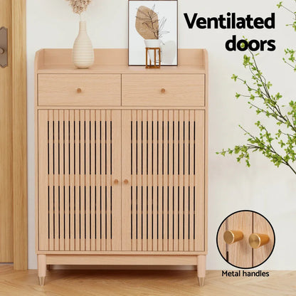 Artiss Shoe Rack Cabinet 4-Tier 16 Pairs Pine - Mekamart Australia