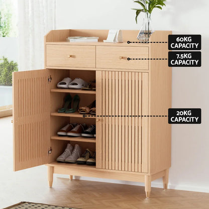 Artiss Shoe Rack Cabinet 4-Tier 16 Pairs Pine - Mekamart Australia