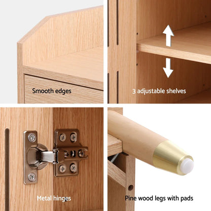Artiss Shoe Rack Cabinet 4-Tier 16 Pairs Pine - Mekamart Australia