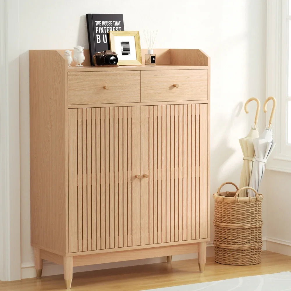 Artiss Shoe Rack Cabinet 4-Tier 16 Pairs Pine - Mekamart Australia