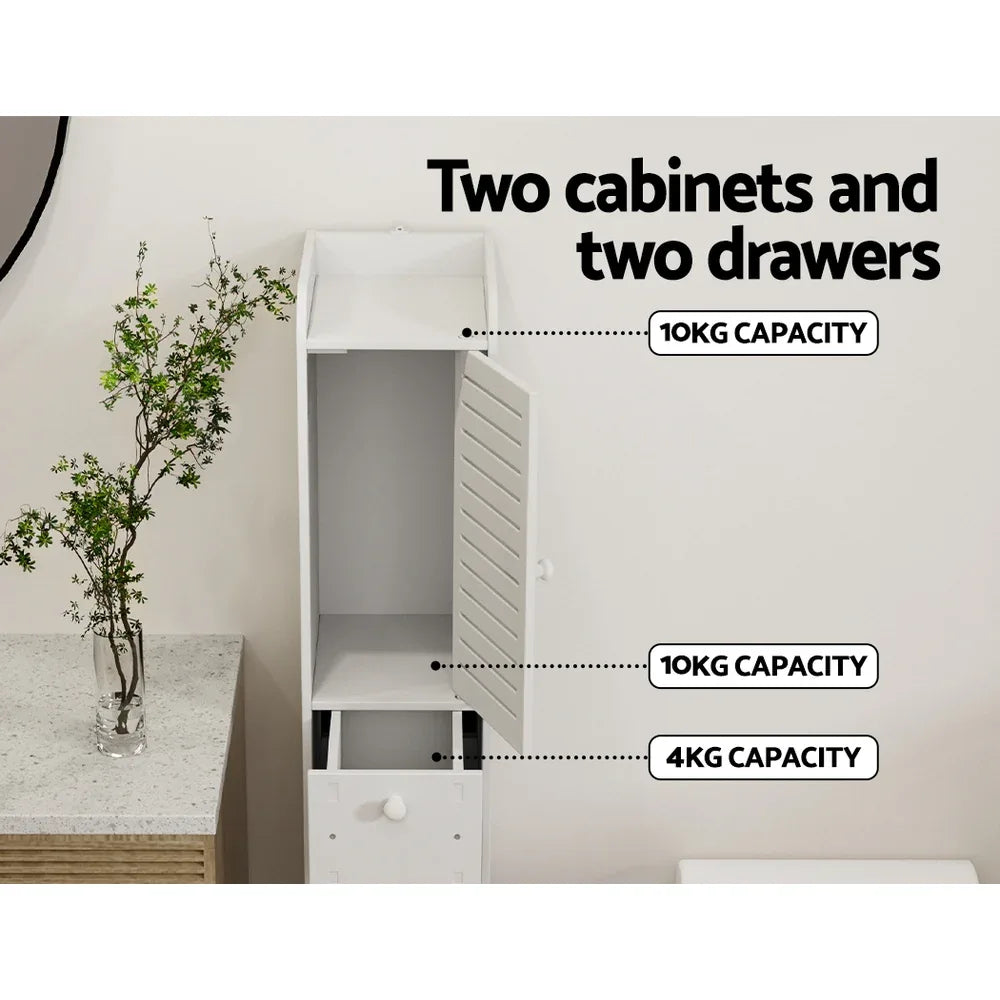 Artiss Bathroom Toilet Storage Cabinet Laundry Tallboy Cupboard Slim Corner - Mekamart Australia