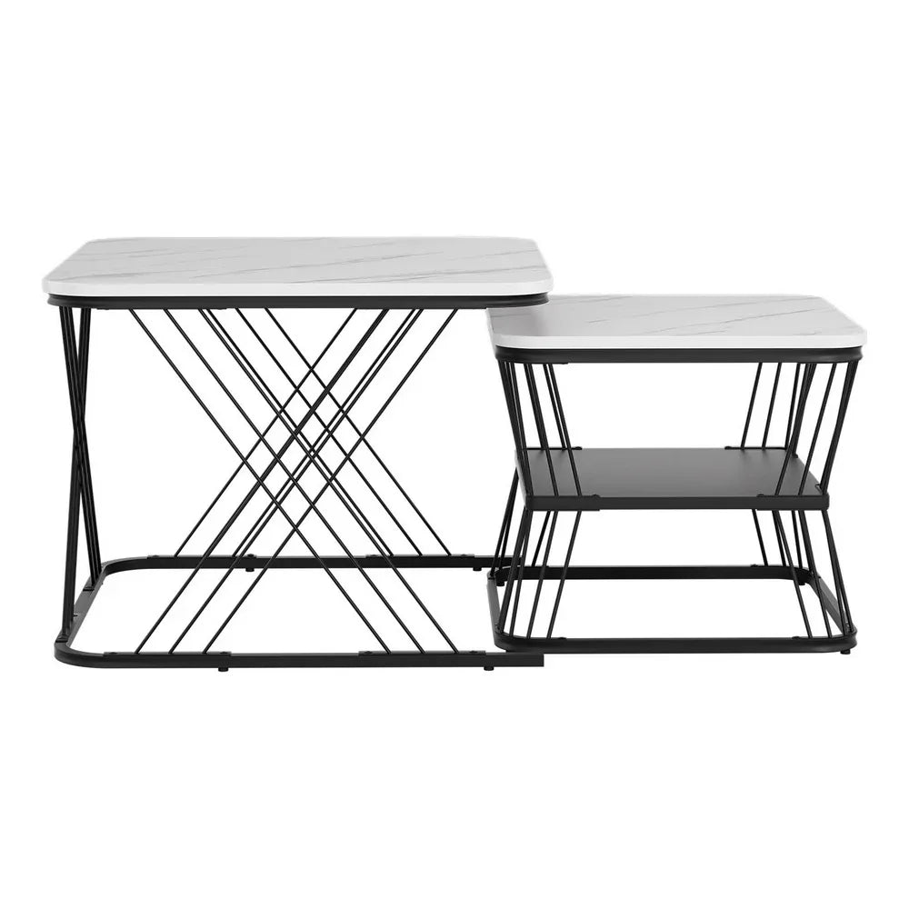 Artiss Nesting Coffee Table Set of 2 Marble Effect - Mekamart Australia