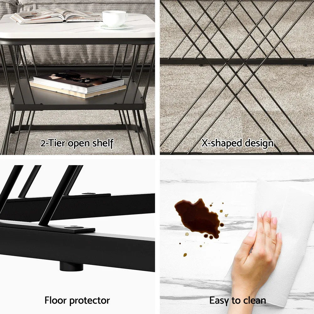 Artiss Nesting Coffee Table Set of 2 Marble Effect - Mekamart Australia