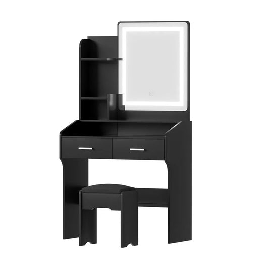 Artiss Dressing Table Set Stool Led Black - Mekamart Australia