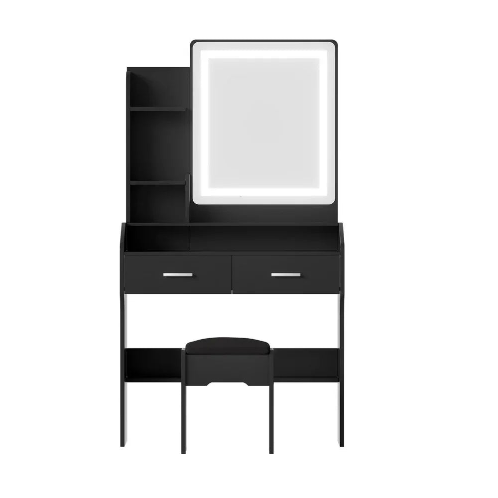 Artiss Dressing Table Set Stool Led Black - Mekamart Australia