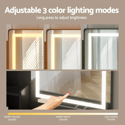 Artiss Dressing Table Set Stool Led Black - Mekamart Australia