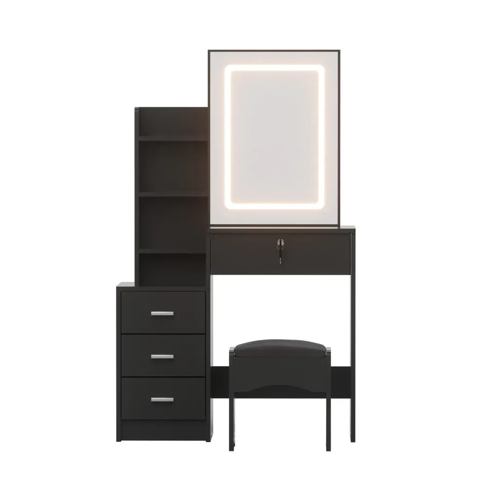 Artiss Dressing Table Vanity Desk Set Stool Led Black - Mekamart Australia