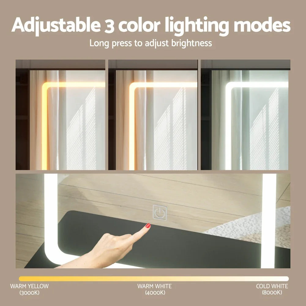 Artiss Dressing Table Vanity Desk Set Stool Led Black - Mekamart Australia